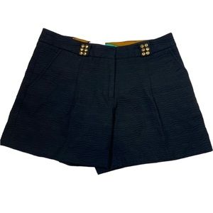 Milly of NY Size 0 Black Pleat Front Textured Studded Shorts in Black